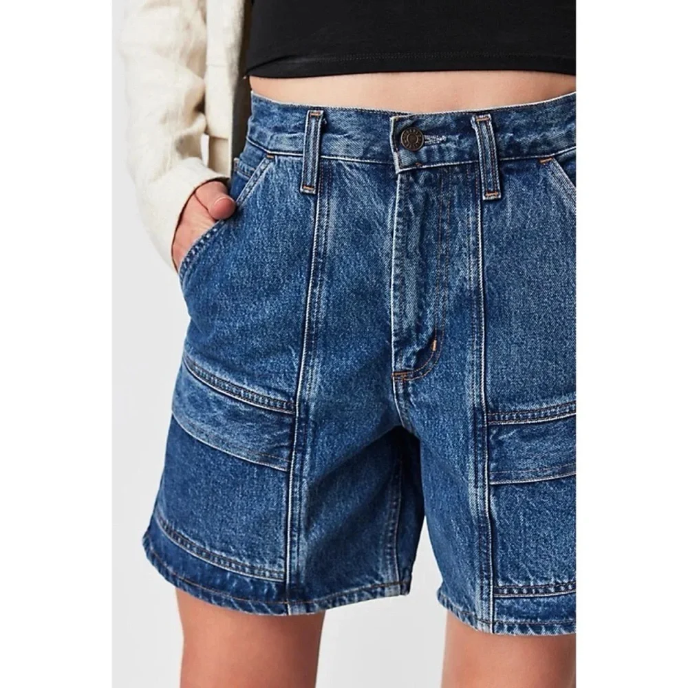 NWT AGOLDE Cooper Long Jean Shorts Blue Ambition 26